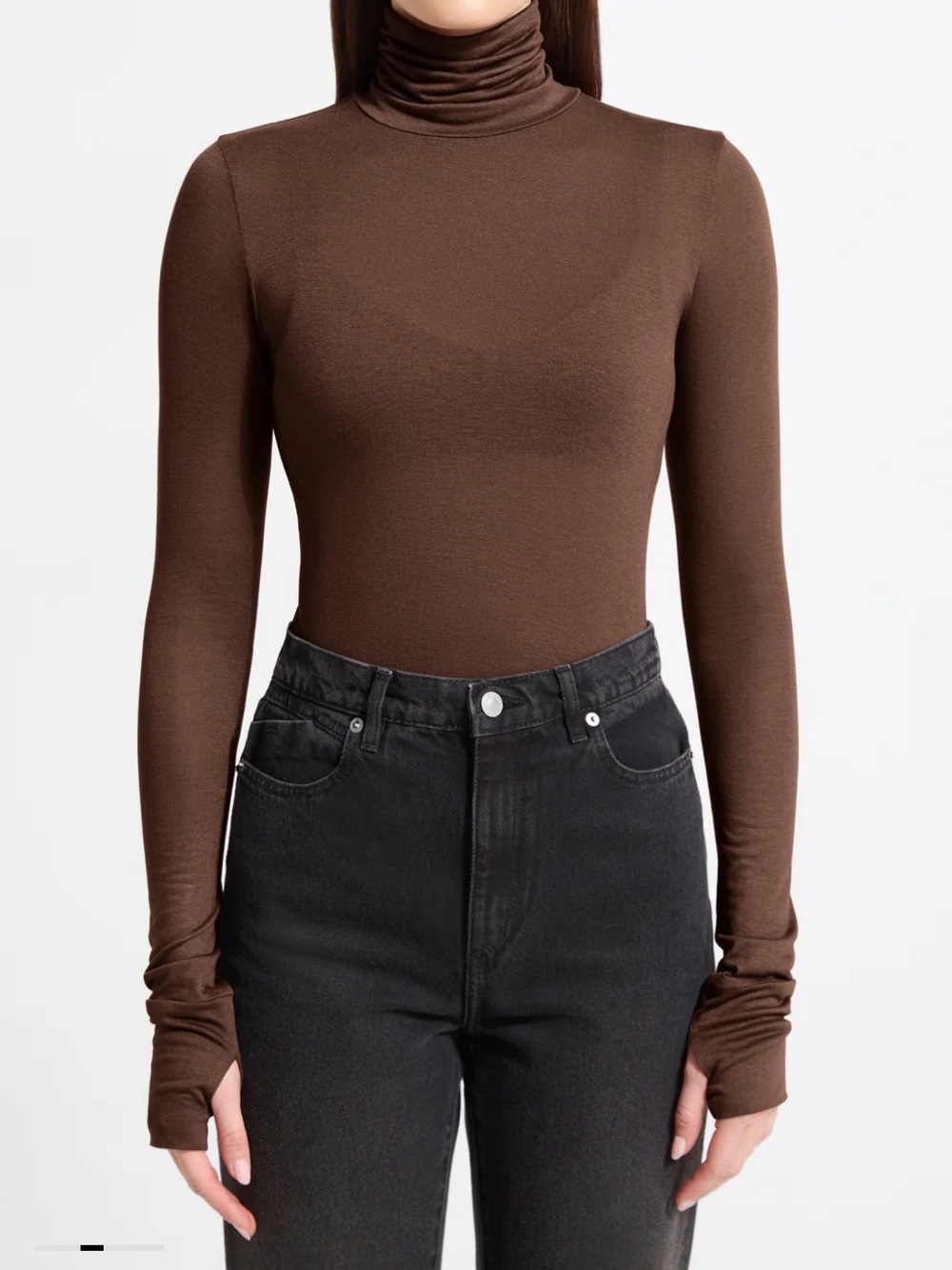 Marcella NYC Espresso ELOISE SHEER TURTLENECK - Picture 2 of 7